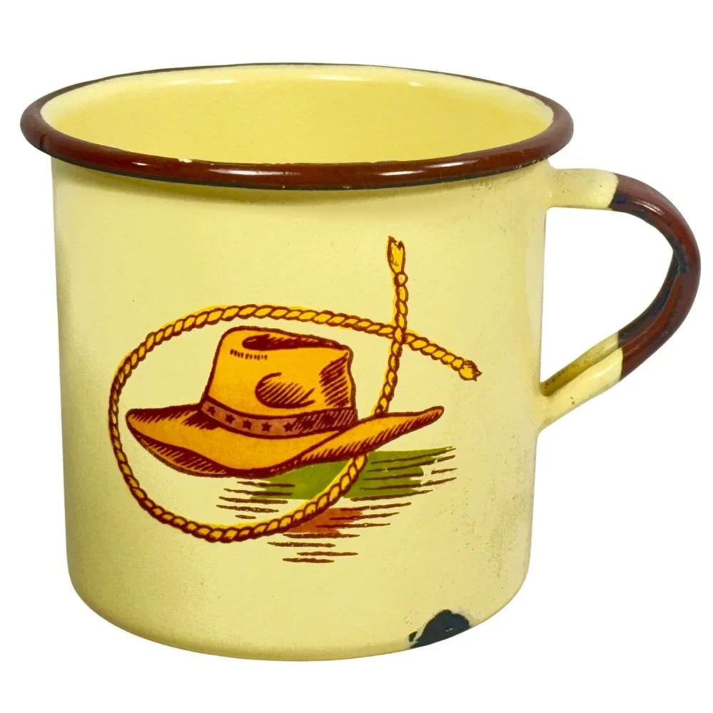 Vintage Monterrey Western Ware‎ Enamelware Mugs Set of 2